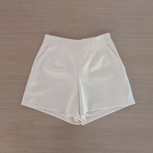 Chic High Waist Cream Women's Shorts